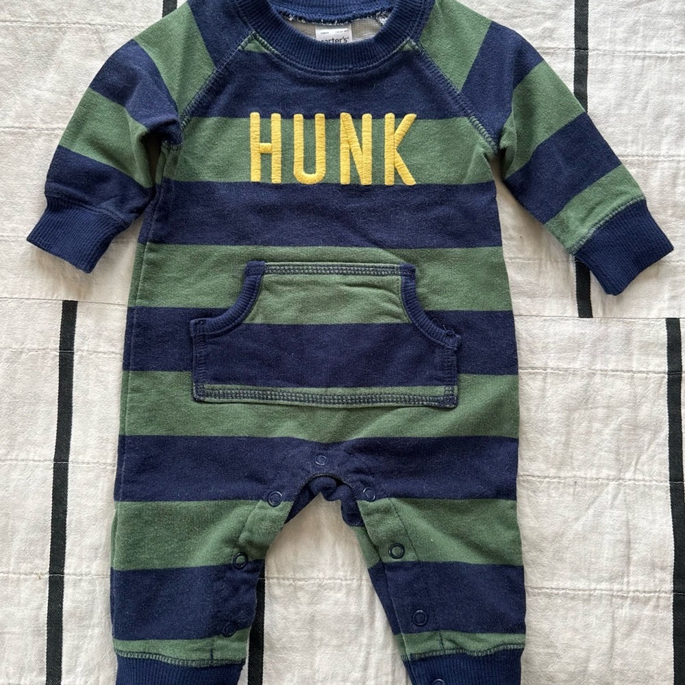 Hunk Striped Kids One Piece - Green and Blue